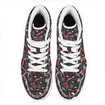 Fishing Theme Pattern Print High Top Leather Sneakers