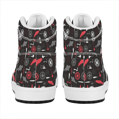 Fishing Theme Pattern Print High Top Leather Sneakers