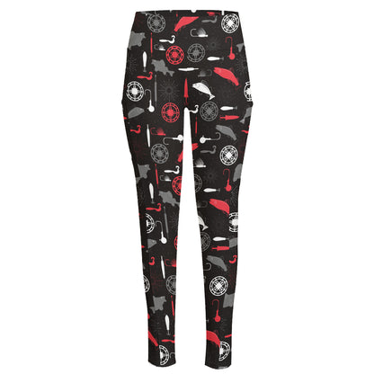 Fishing Theme Pattern Print High-Waisted Pocket Leggings
