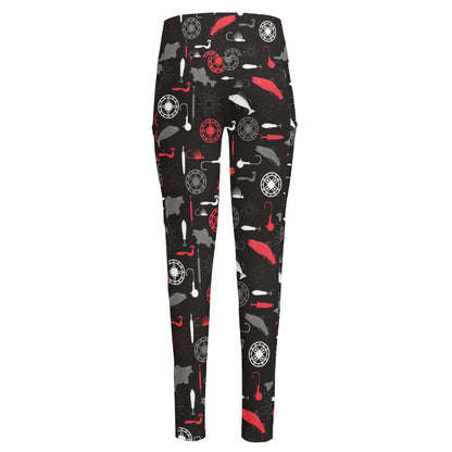 Fishing Theme Pattern Print High-Waisted Pocket Leggings