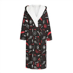 Fishing Theme Pattern Print Hooded Bathrobe