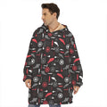 Fishing Theme Pattern Print Hoodie Blanket