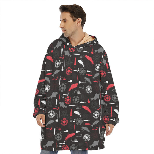 Fishing Theme Pattern Print Hoodie Blanket