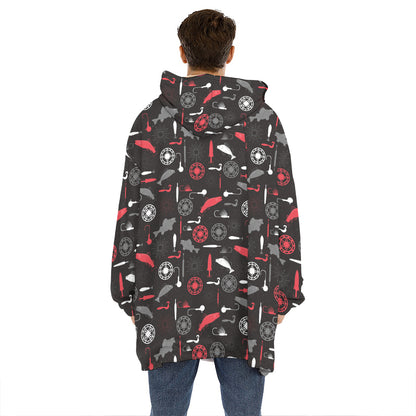 Fishing Theme Pattern Print Hoodie Blanket