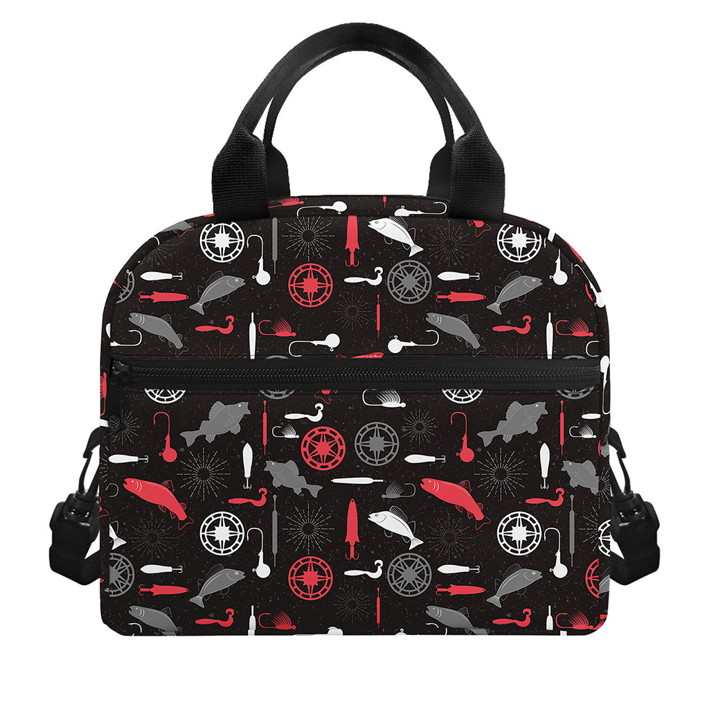 Fishing Theme Pattern Print Insulated Lunch Bag