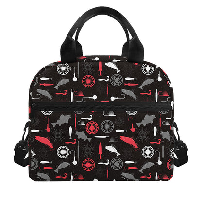 Fishing Theme Pattern Print Insulated Lunch Bag