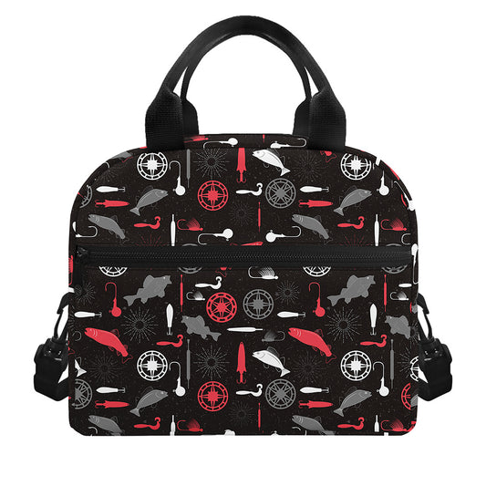 Fishing Theme Pattern Print Insulated Lunch Bag