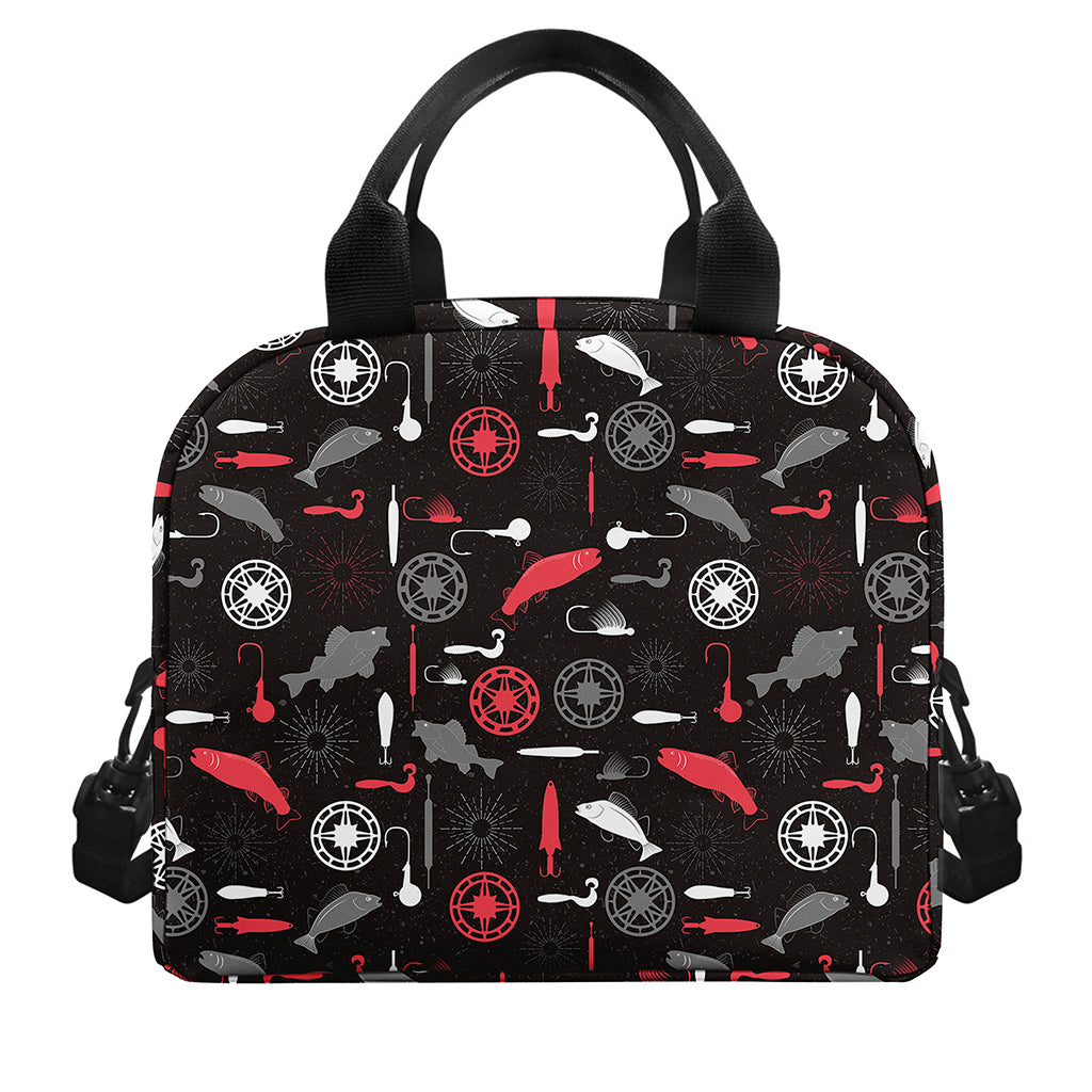 Fishing Theme Pattern Print Insulated Lunch Bag