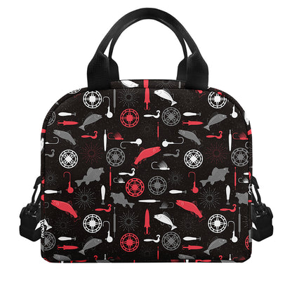 Fishing Theme Pattern Print Insulated Lunch Bag