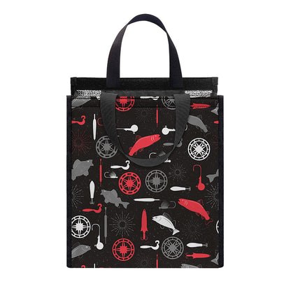 Fishing Theme Pattern Print Insulated Lunch Tote