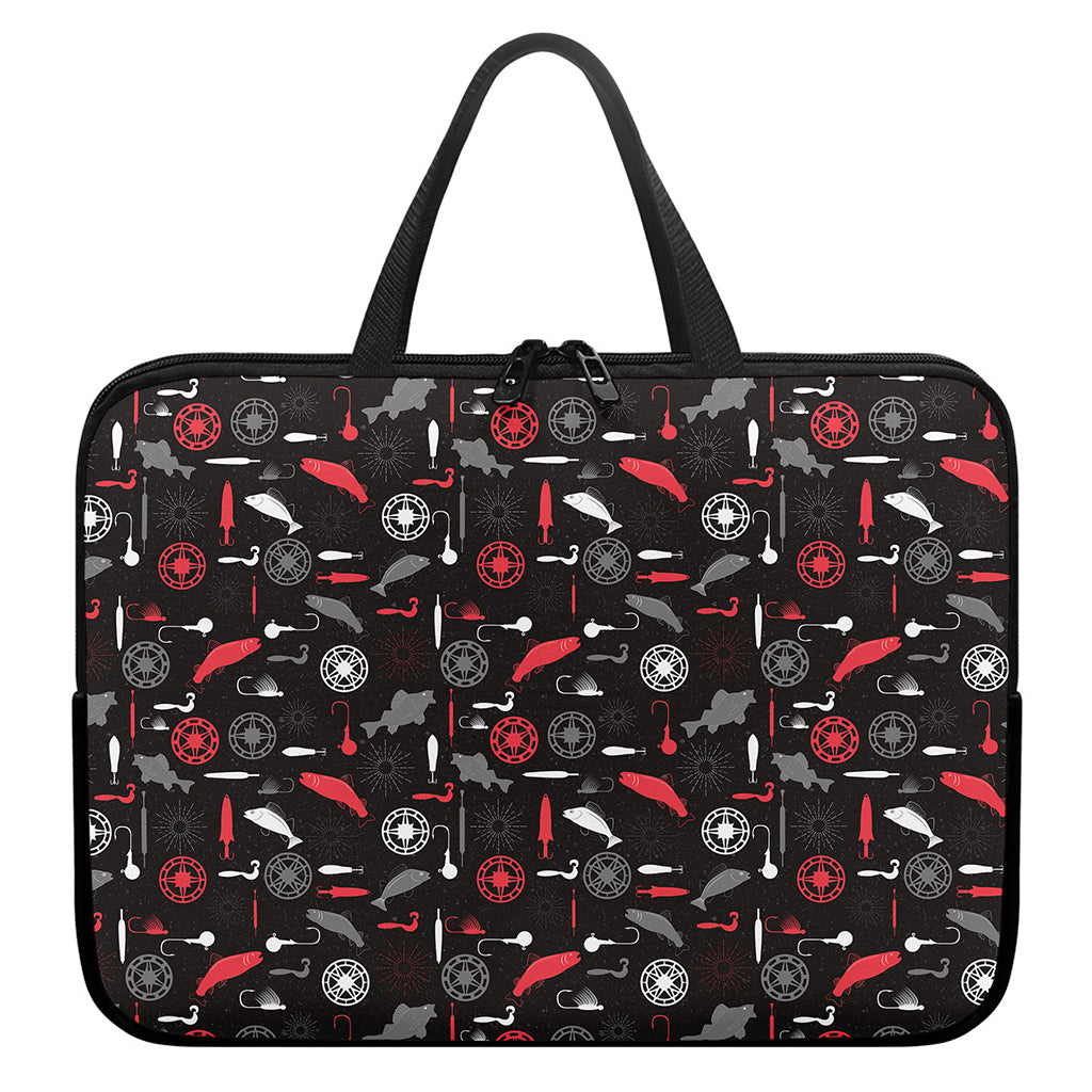 Fishing Theme Pattern Print Laptop Sleeve With Handle