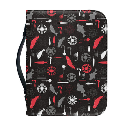 Fishing Theme Pattern Print Leather Bible Cover