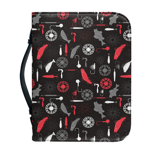 Fishing Theme Pattern Print Leather Bible Cover