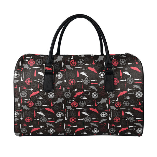 Fishing Theme Pattern Print Leather Duffle Bag