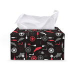 Fishing Theme Pattern Print Leather Tissue Box Cover
