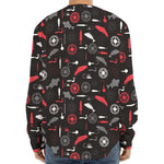 Fishing Theme Pattern Print Long Sleeve Baseball Jersey
