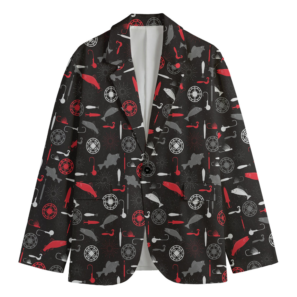 Fishing Theme Pattern Print Men's Blazer