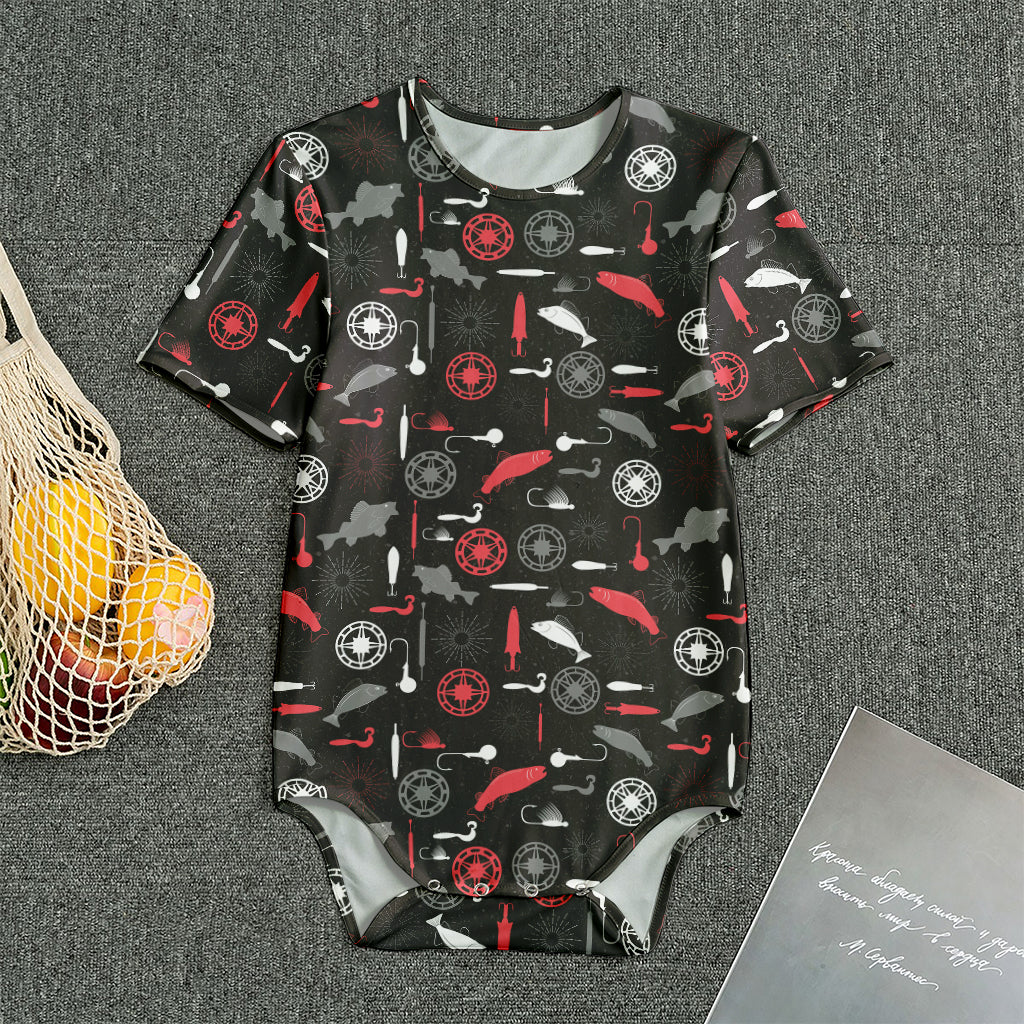 Fishing Theme Pattern Print Men's Bodysuit