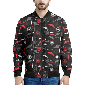 Fishing Theme Pattern Print Men's Bomber Jacket