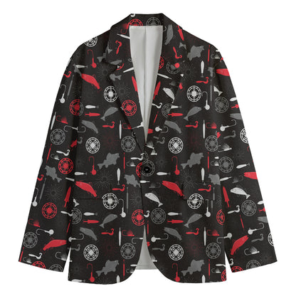 Fishing Theme Pattern Print Men's Cotton Blazer