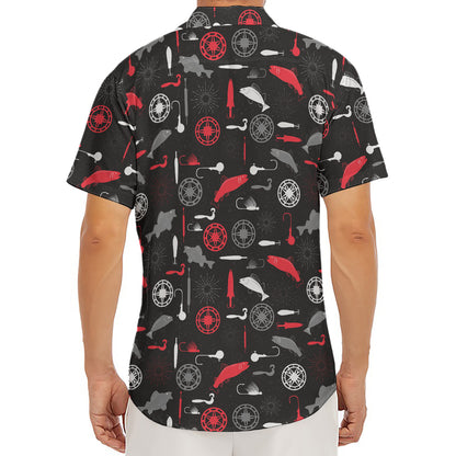 Fishing Theme Pattern Print Men's Deep V-Neck Shirt