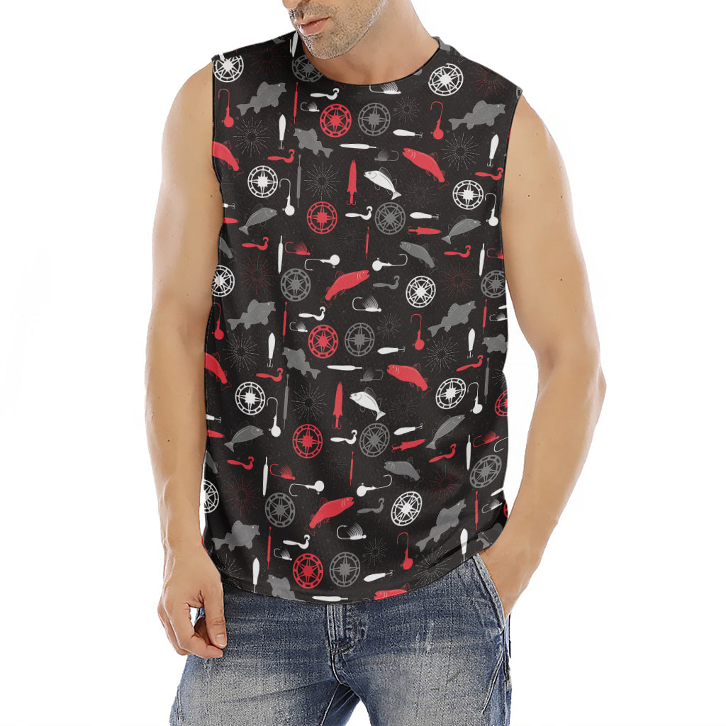 Fishing Theme Pattern Print Men's Fitness Tank Top