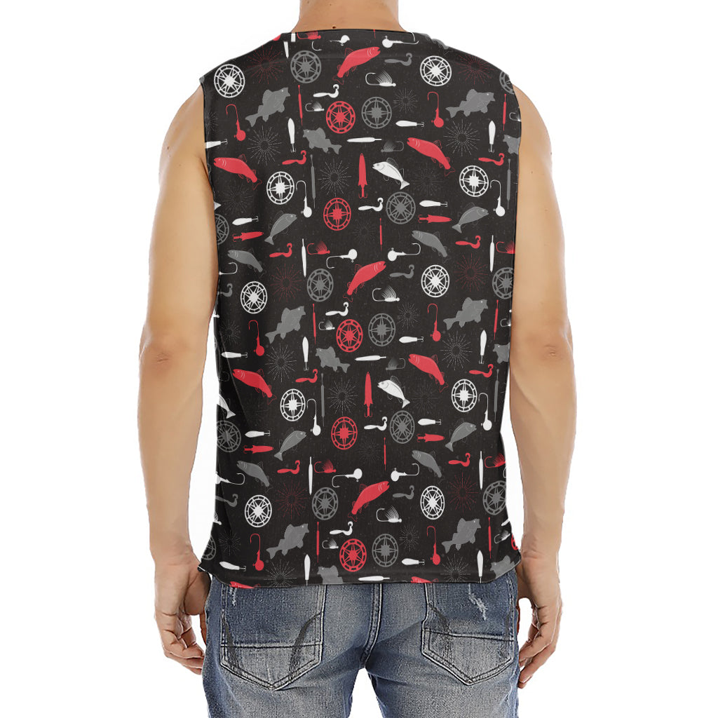 Fishing Theme Pattern Print Men's Fitness Tank Top