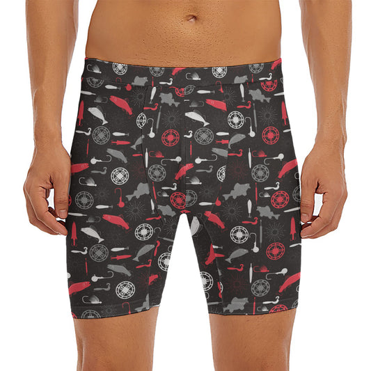 Fishing Theme Pattern Print Men's Long Boxer Briefs
