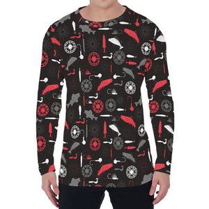 Fishing Theme Pattern Print Men's Long Sleeve T-Shirt