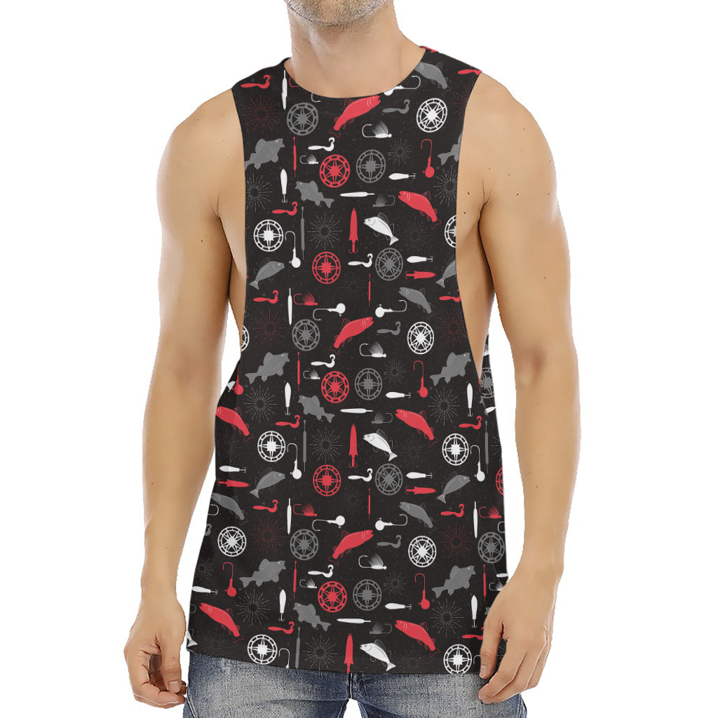 Fishing Theme Pattern Print Men's Muscle Tank Top