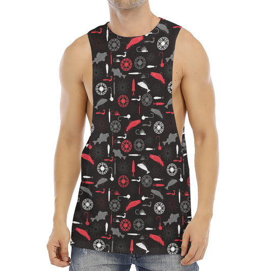 Fishing Theme Pattern Print Men's Muscle Tank Top