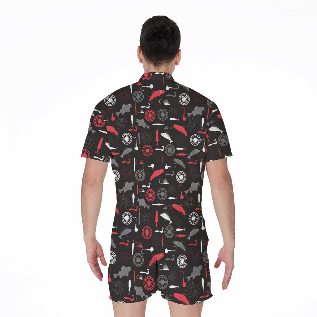 Fishing Theme Pattern Print Men's Rompers
