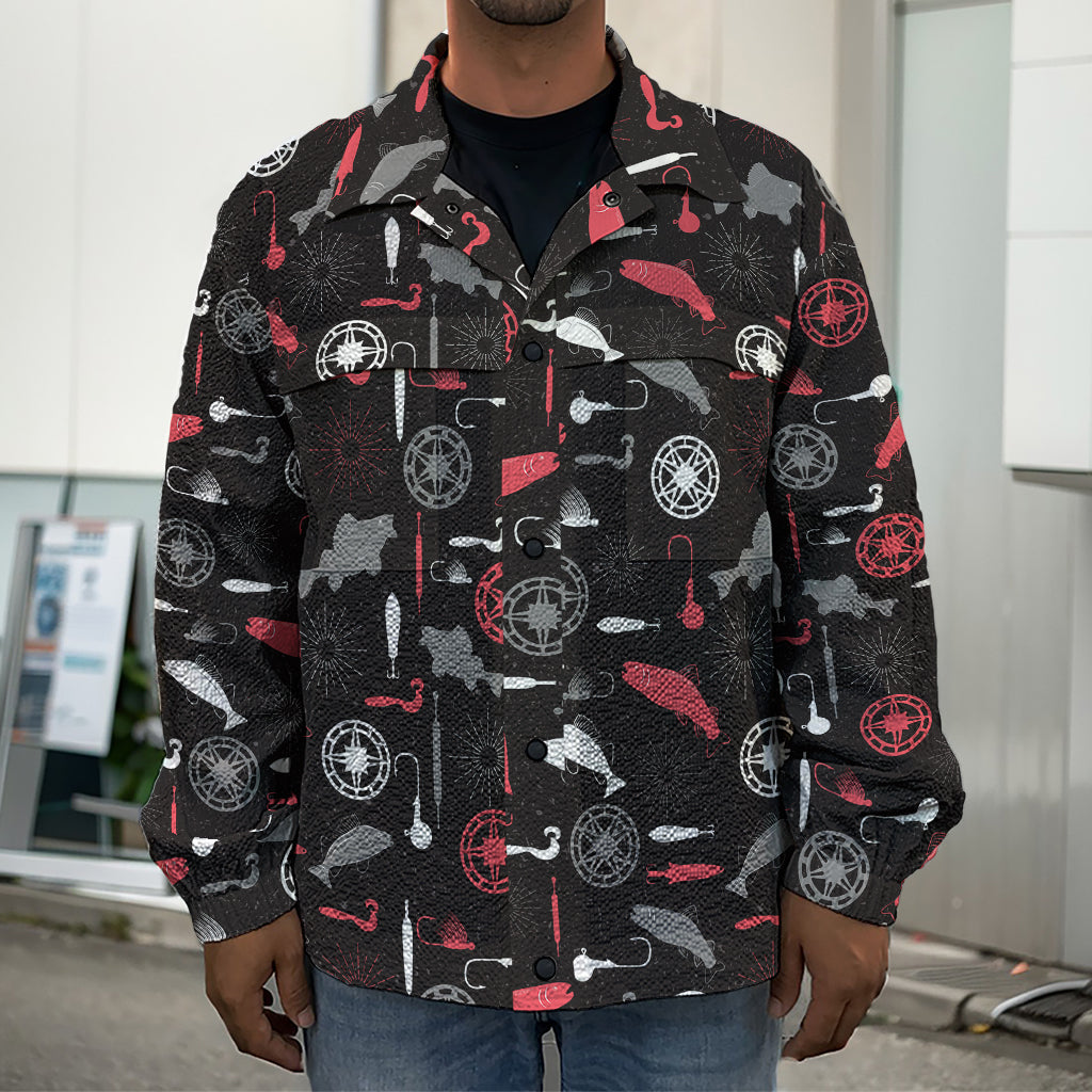 Fishing Theme Pattern Print Men's Shirt Jacket