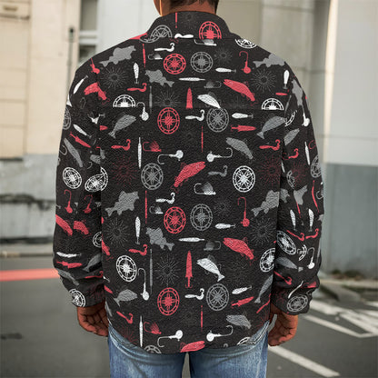 Fishing Theme Pattern Print Men's Shirt Jacket