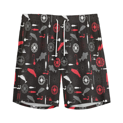 Fishing Theme Pattern Print Men's Sports Shorts