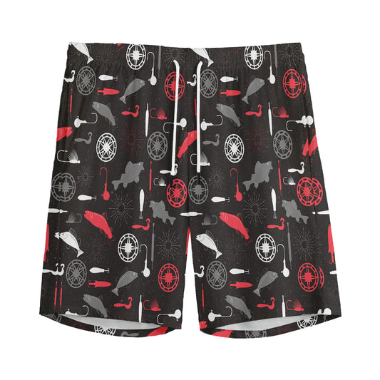 Fishing Theme Pattern Print Men's Sports Shorts