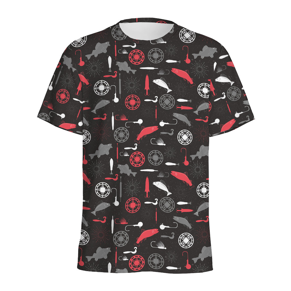 Fishing Theme Pattern Print Men's Sports T-Shirt