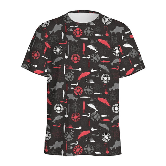 Fishing Theme Pattern Print Men's Sports T-Shirt