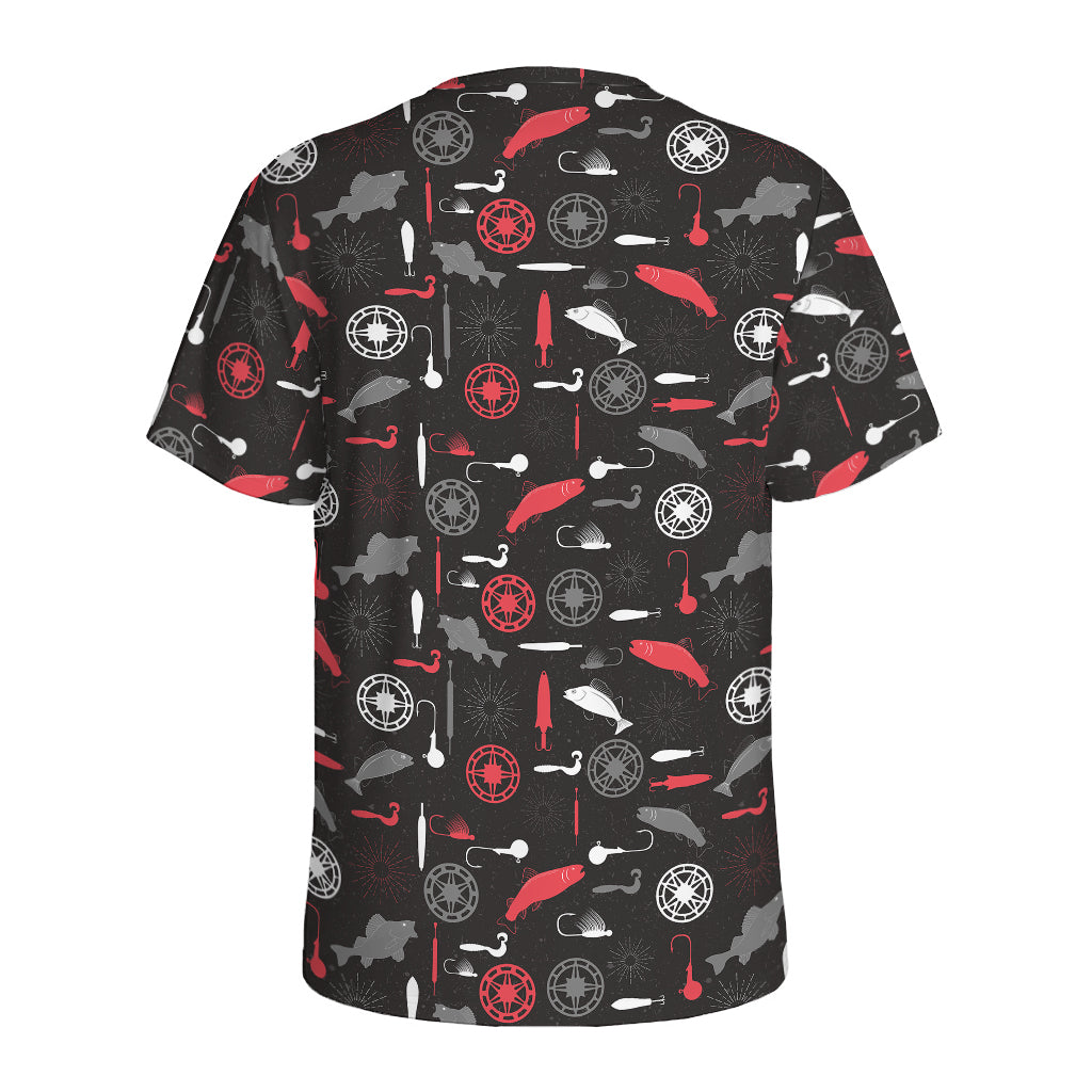 Fishing Theme Pattern Print Men's Sports T-Shirt