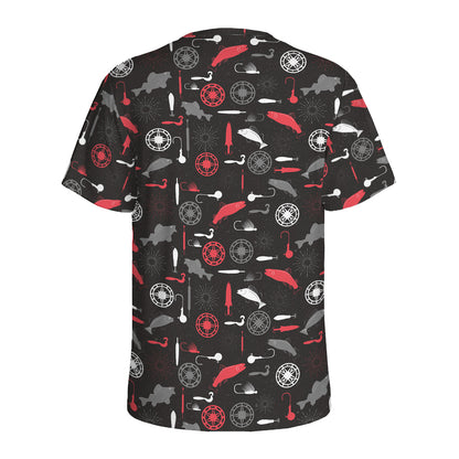 Fishing Theme Pattern Print Men's Sports T-Shirt