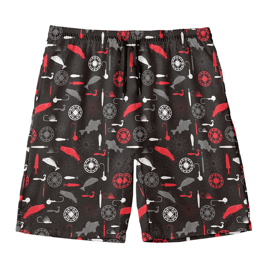 Fishing Theme Pattern Print Men's Swim Trunks