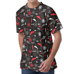 Fishing Theme Pattern Print Men's Velvet T-Shirt