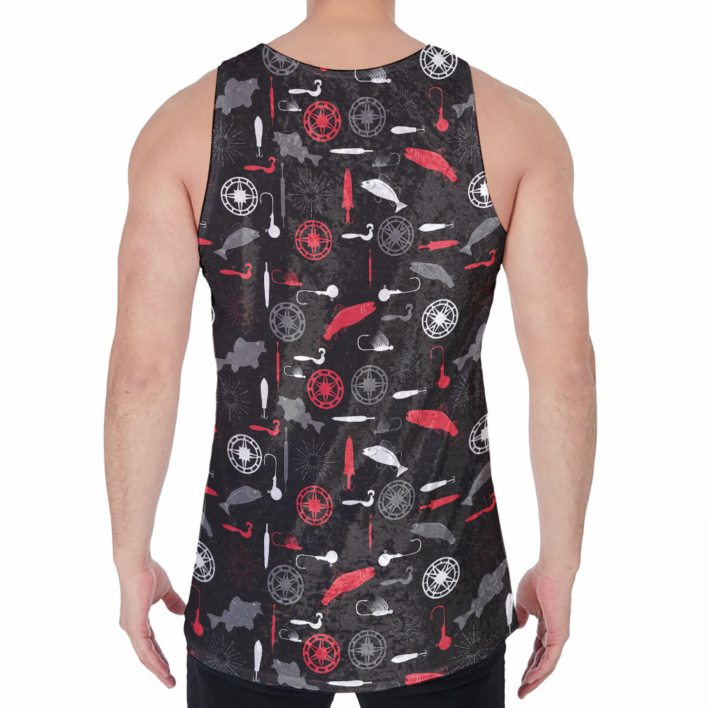 Fishing Theme Pattern Print Men's Velvet Tank Top