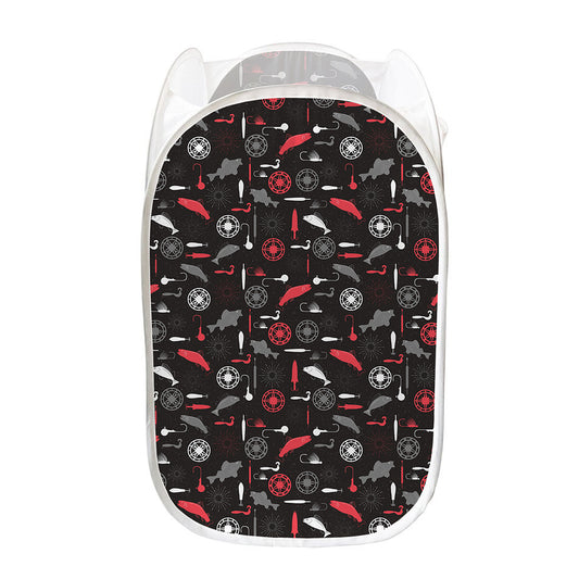Fishing Theme Pattern Print Mesh Laundry Hamper
