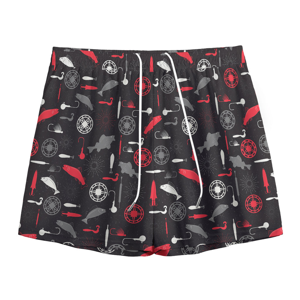 Fishing Theme Pattern Print Mesh Shorts