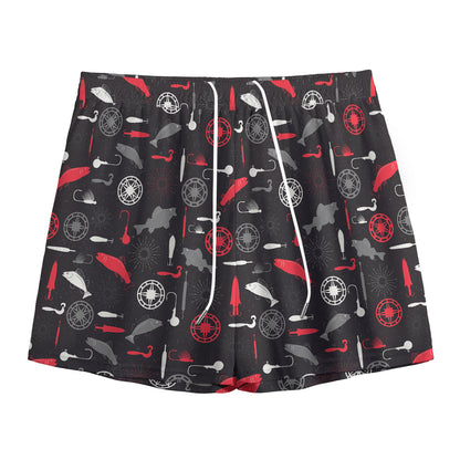 Fishing Theme Pattern Print Mesh Shorts