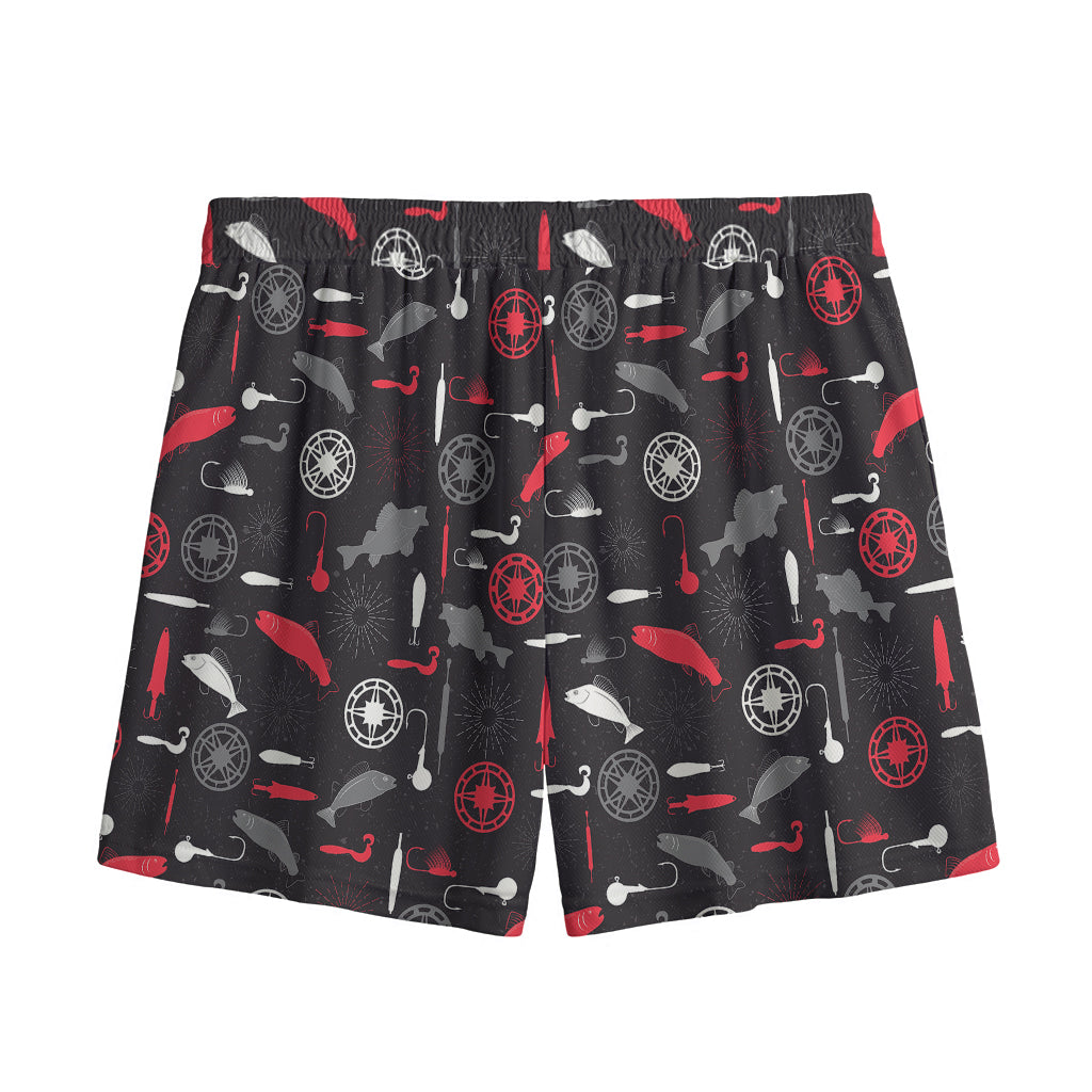 Fishing Theme Pattern Print Mesh Shorts