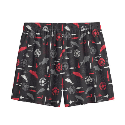 Fishing Theme Pattern Print Mesh Shorts