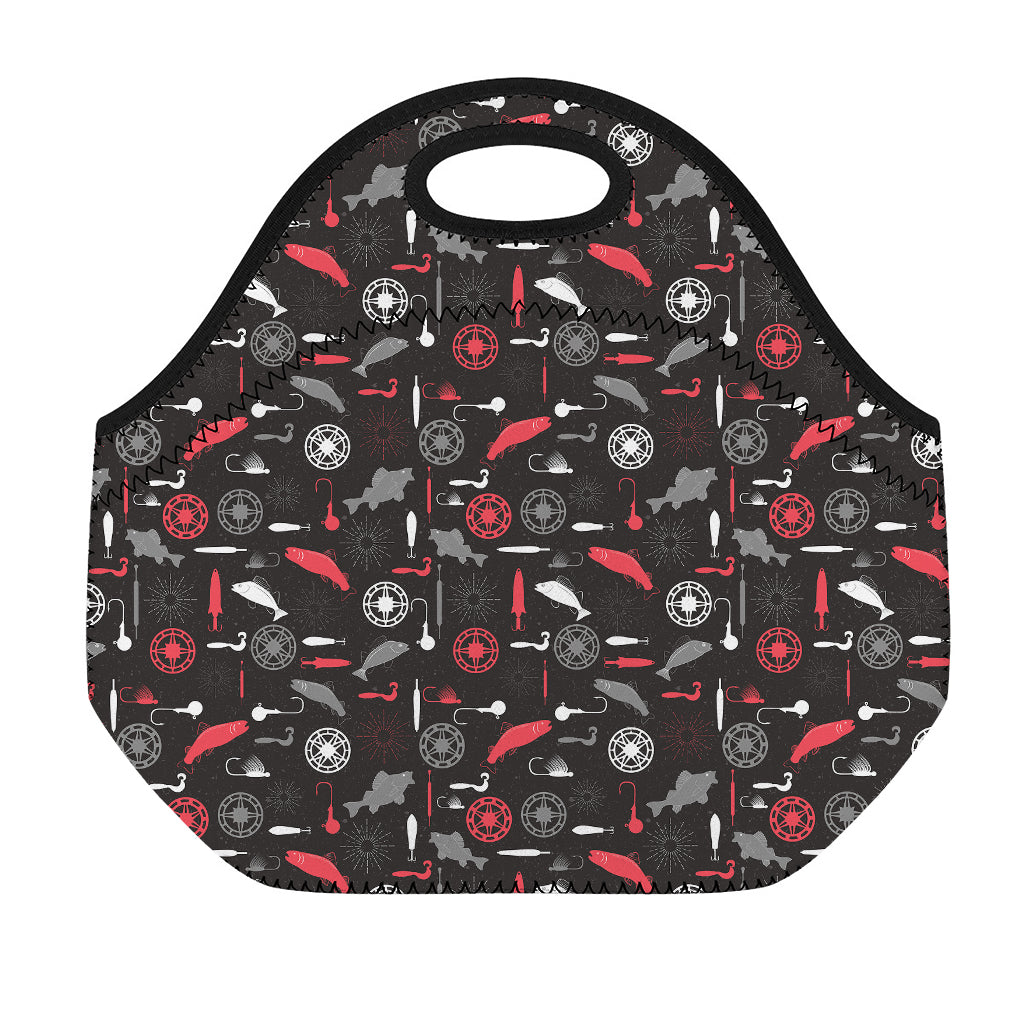 Fishing Theme Pattern Print Neoprene Lunch Bag