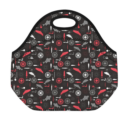 Fishing Theme Pattern Print Neoprene Lunch Bag